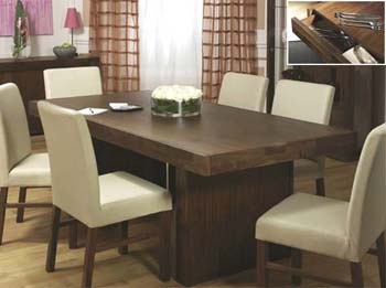 Furniture123 Tokyo Dining Set with Ivory Leather Chairs