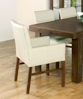 Furniture123 Tomoko Walnut Arm Chair in Ivory (pair) - FREE