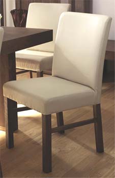Tomoko Walnut Ivory Leather Dining Chairs (pair)
