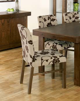 Furniture123 Tomoko Walnut Wide Floral Chairs (pair) - WHILE