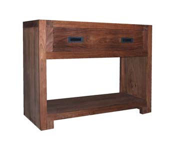 Tribek Sheesham 2 Drawer Console Table - WHILE
