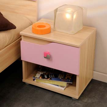 Trix Teens 1 Drawer Bedside Table in Pink