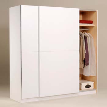 Furniture123 Zenza Sliding 2 Door 2 Shelf Wardrobe in White -