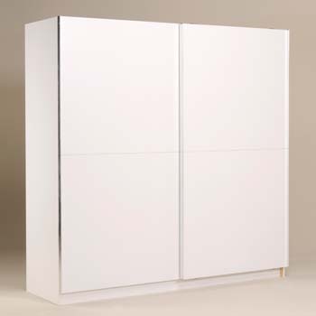 Zenza Sliding 2 Door 6 Shelf Wardrobe in White -