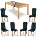 FurnitureToday Atlantis Oak End Extension Leather Chair Dining
