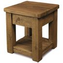 Chunky Plank pine lamp table with shelf