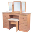 FurnitureToday Corrib Beech 6 drawer kneehole dressing table