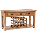 Cotswold Rustic Oak 3 Drawer Console Table with