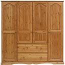 FurnitureToday Devon Pine quad wardrobe with 2 drawers