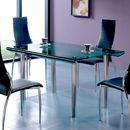 FurnitureToday Giavelli Frosted Stripe Glass Table dining set