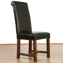 FurnitureToday Halo dark wood rollback leather dining chair