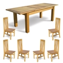 FurnitureToday Hampton Oak 6ft Extending Dining Table Set