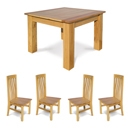 Hampton Oak Square Dining Table Set