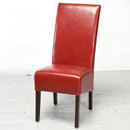 Havana Red Leather Dining chair with dark feet