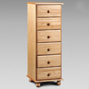 Julian Bowen Pickwick Pine 6 drawer narrow chest