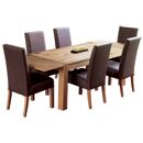 FurnitureToday Lyon Oak Extending Grand Leather Dining Table Set