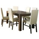FurnitureToday Lyon Walnut Standard Ivory leather dining table