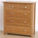 Metro solid oak 2 over 3 chest of drawers