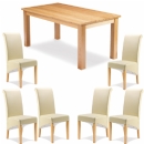FurnitureToday Monaco Oak Cream Chair Dining Table Set