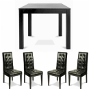 FurnitureToday Nero Square Dining Set with 4 Black Back Pad
