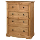 FurnitureToday New Corona mexican pine 5 drawer chest of drawers