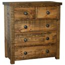 Rustic Pine 5 drawer small chest of drawers