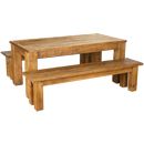 FurnitureToday Rustic Plank Bench Dining Set