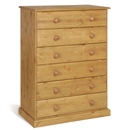 FurnitureToday Tarka Solid Pine 6 Drawer Chest