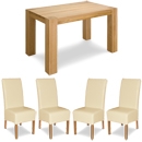 FurnitureToday Trend Solid Oak Cream Leather Chair Small Dining