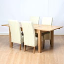 FurnitureToday Vermont Solid Oak 4 Cream Leather Chair Dining set