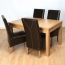 Vermont Solid Oak 4 Leather Chair Extending