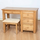 FurnitureToday Vermont Solid Oak Dressing Table and Stool