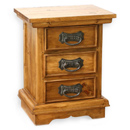 Vintage pine 3 drawer bedside cabinet