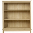 Winchester solid oak low open bookcase with two