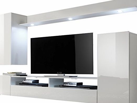 Furnline Dos High Gloss TV Stand Wall Unit Living Room Furniture Set, White
