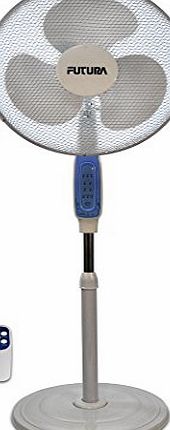 Futura 40cm Electric Oscillating Pedestal Floor Cooling Stand Fan, 3 Speeds amp; Timer Modes, Remote Control