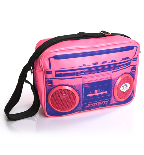 Retro Neon Pink Ghettoblaster Shoulder Bag With