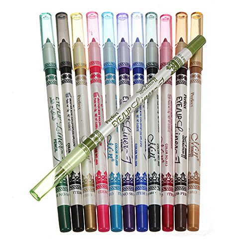 12 Color Glitter Lip Eyebrow Eyeliner Pencil Pen Cosmetic Makeup Besuty Set Kit