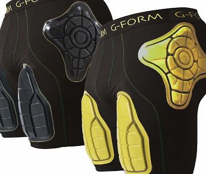 G-Form Compression Shorts Ultra-Effective Body Padding Leg Protection - Shock Absorbing Protective Gear Under Armour Base Layer For BMX Mountain Biking Skateboarding Small Yellow