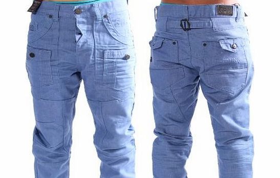 G-Funk NEW Mens Designer Jeans Chino Trousers Bottoms Design Sizes 28 30 32 34 38 S R L (36S, Blue)
