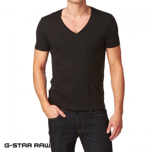 Mens G-Star Base V 2 Pack T-Shirt - Solid Black