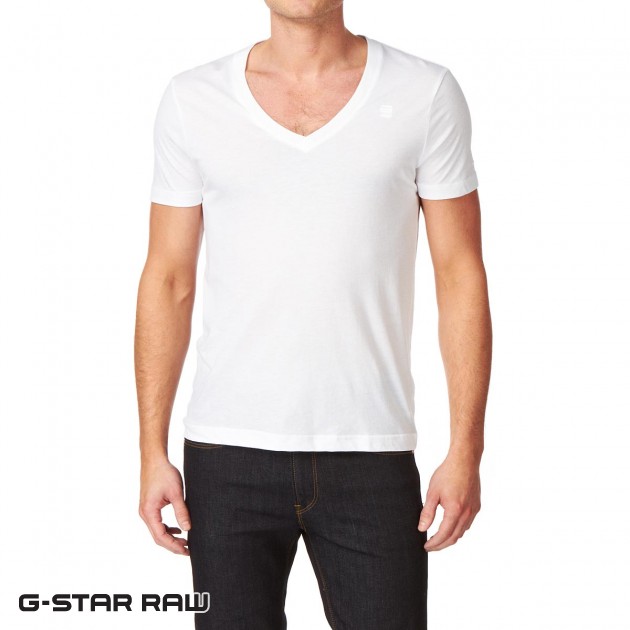 Mens G-Star Base V 2 Pack T-Shirt - Solid White