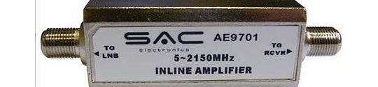 SAC Electronics 20dB Inline Sat Satellite Amplifier amp singal booster