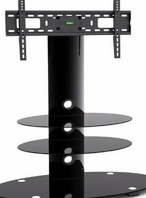 G-Vo Cantilever Glass TV Stand with Bracket for 32 to 55 inches Plasma LCD TV Comes With A Built In Swivel  -15 Degrees TV Bracket