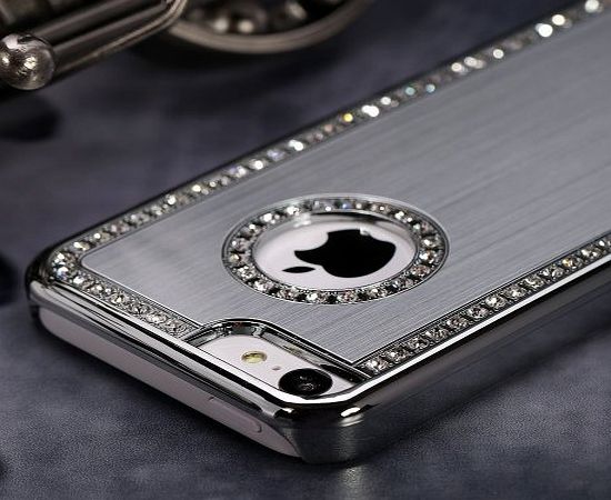 G4GADGET Iphone 4S 4 4g Deluxe Silver Brushed Chrome Aluminium Diamond Bling Case Cover For iPhone 4 4S