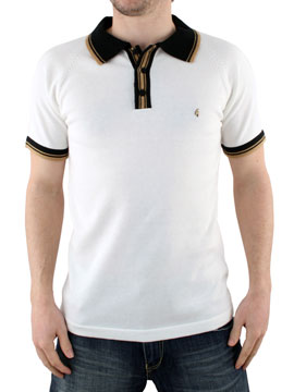 White Knit Polo Shirt