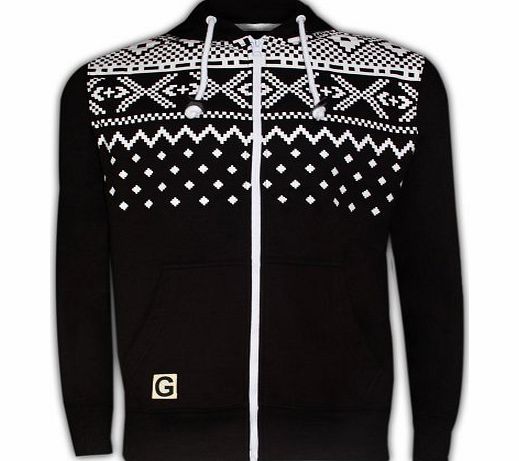 Gaffer New Mens Aztec Print Zip Up Hoody Sweatshirt Hooded Fleece Top S to XXL Jumpers