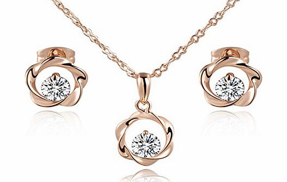 Galaxy Fashion JewelleryTM 18ct Rose Gold Finish Jewellery Set with Swarovski Crystals