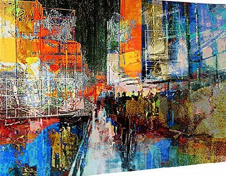 Gallery of Innovative Art Canvas Print Wall Art - 7th Avenue - 100x75cm Stretched Canvas Framed On A Wooden Frame - Contemporary Art Canvas Printing - Hanging Wall Deco Picture By Gallery Of Innovative Art