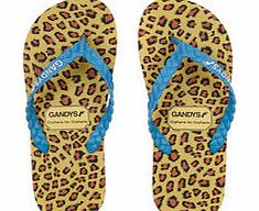Gandys Womens blue and leopard flip flops